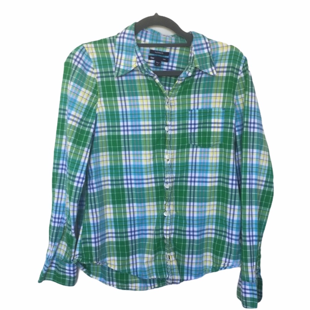 Gap Plaid Button Up Boyfriend Fit Size S